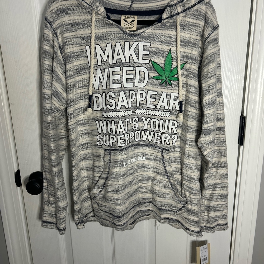Striped Hoodie with Graphic Print NWT